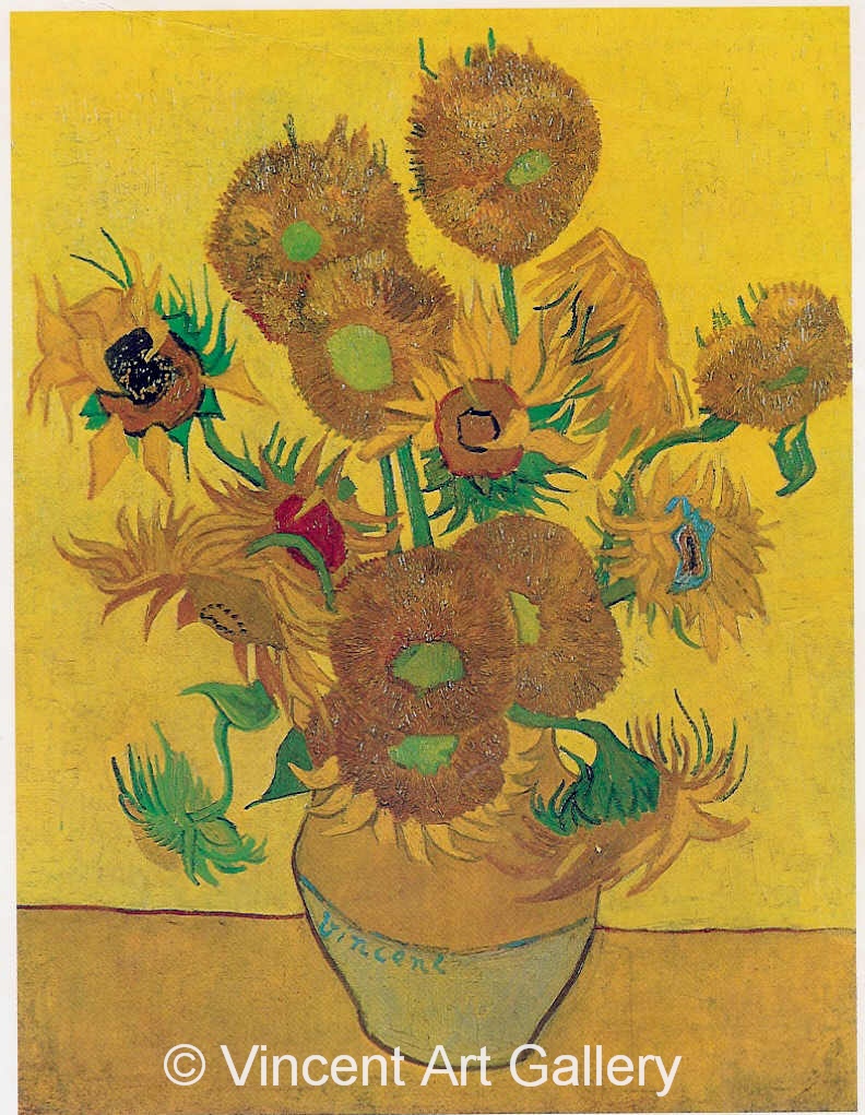 JH1667, Still Life, Vase with Fourteen Sunflowers